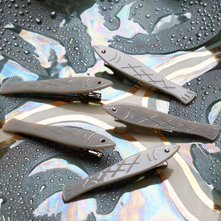 Sardine Clip Set - Silver Acetate Fish Alligator Hair Clips