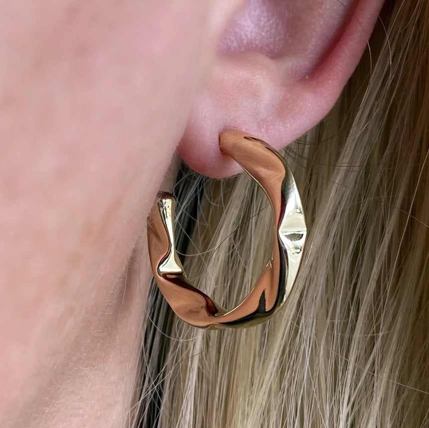 Crimped Half Hoop Earrings, Handcrafted In Brazil GoldFi
