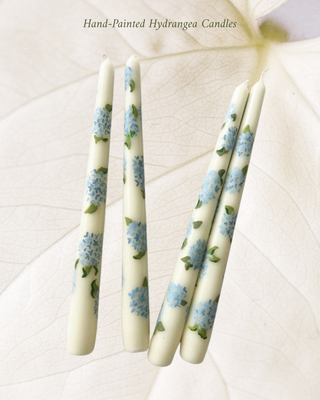 Hand-Painted Hydrangea Candles (Pair)