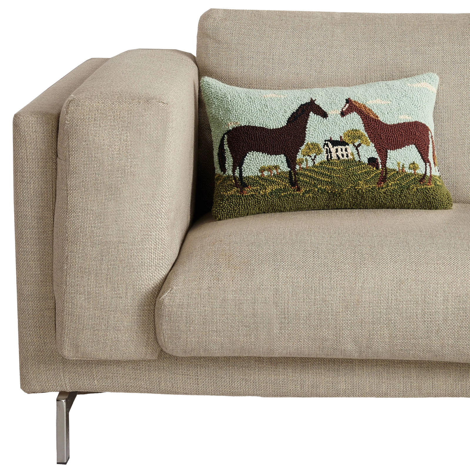 Two Horses Hook Pillow Peking Handicraft