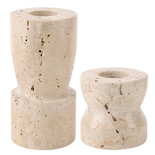 Travertine Marble Taper Candle Holders 47th & Main (Creative Brands)