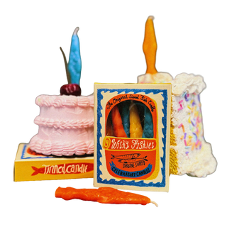 Wishy Fishies sardine cake candles set of 8 by Tinned Candle on a transparent background