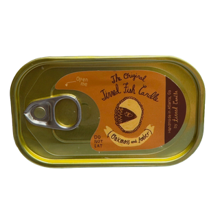 Oakmoss amber scented candle hand-poured Atlanta, novelty sardine-style tin Pinterest decor
