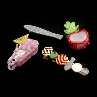 Sardine Clip Set - Silver Acetate Fish Alligator Hair Clips
