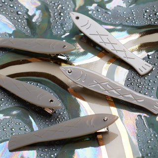 Sardine Clip Set - Silver Acetate Fish Alligator Hair Clips