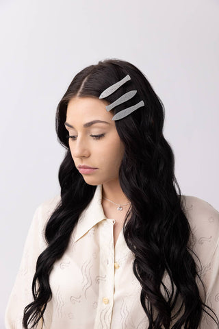 Sardine Clip Set - Silver Acetate Fish Alligator Hair Clips