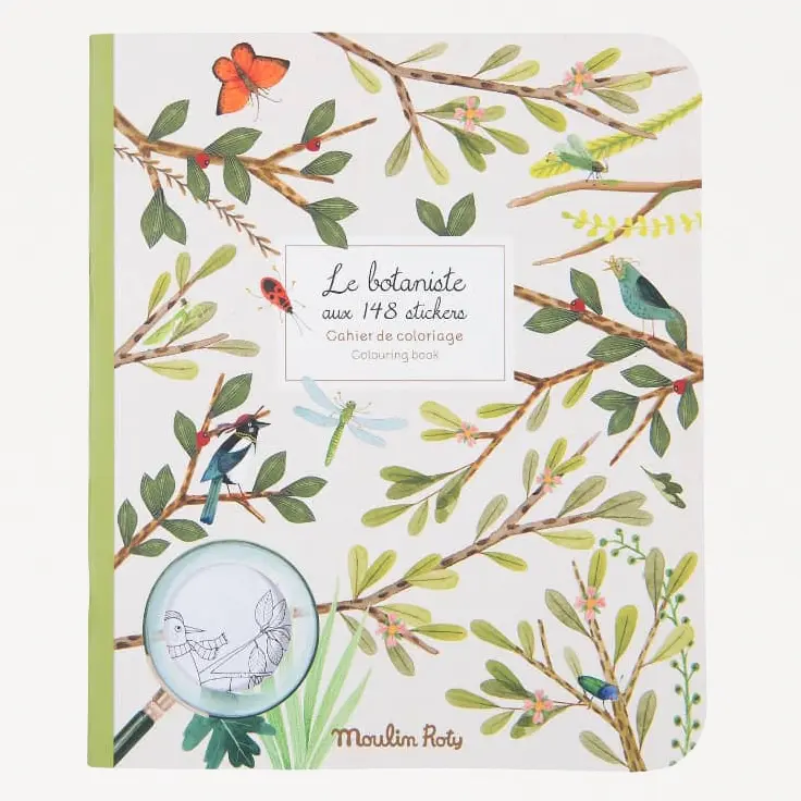 Moulin Roty | Botanist Coloring Book And Sticker Set Speedy Monkey