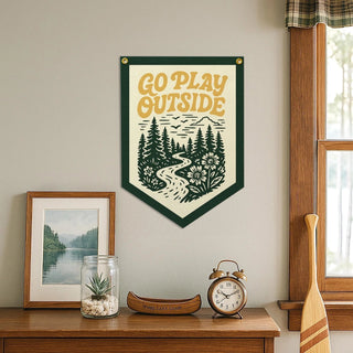 Go Play Outside Felt Camp Flag Benoit's Design Co.