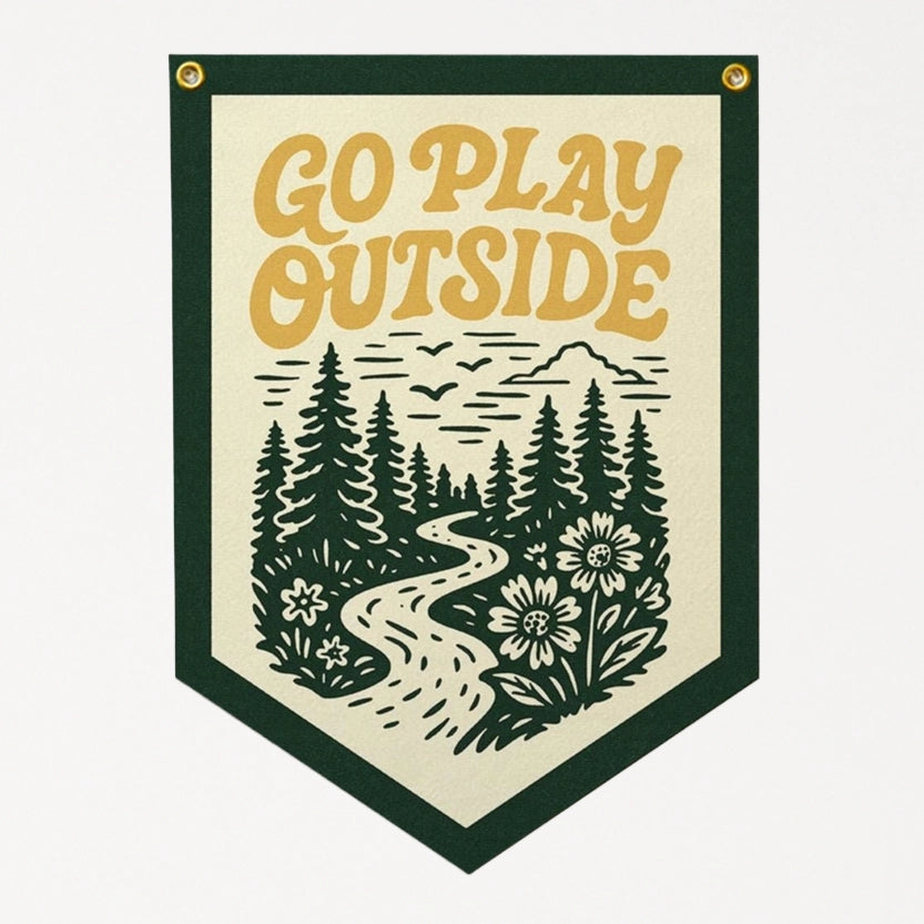 Go Play Outside Felt Camp Flag Benoit's Design Co.