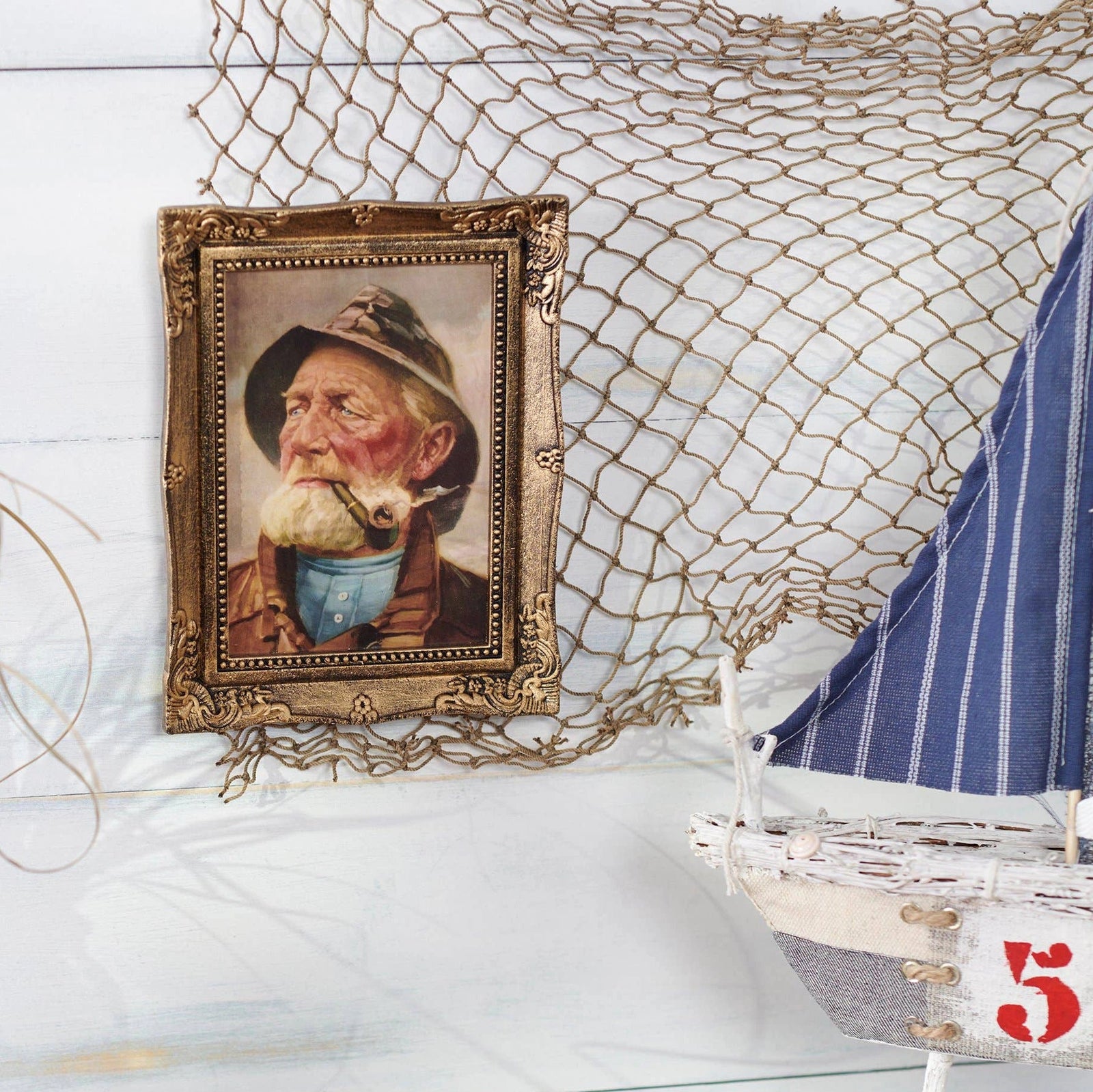 Old Fisherman Framed Wall Art Primitives by Kathy