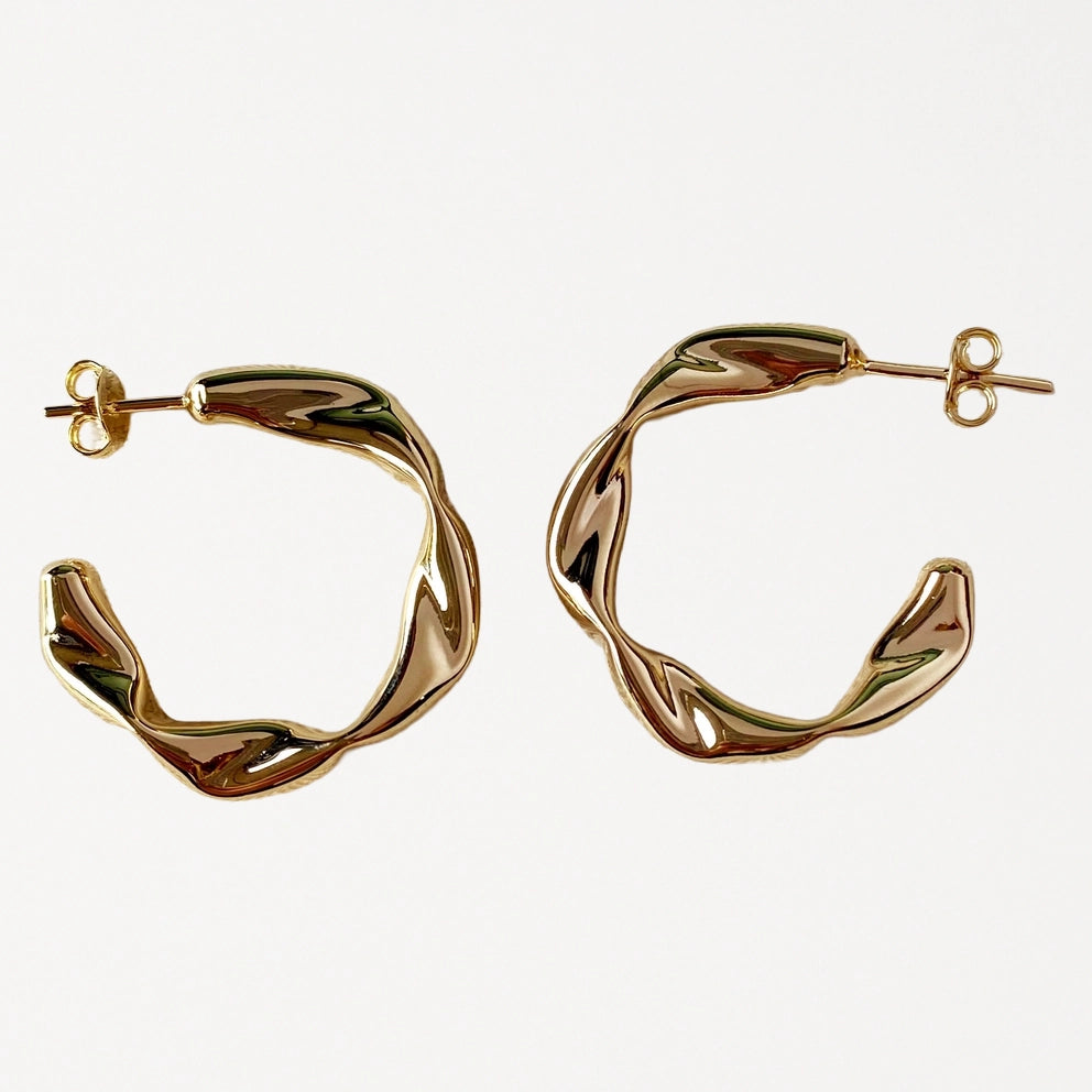 Crimped Half Hoop Earrings, Handcrafted In Brazil GoldFi