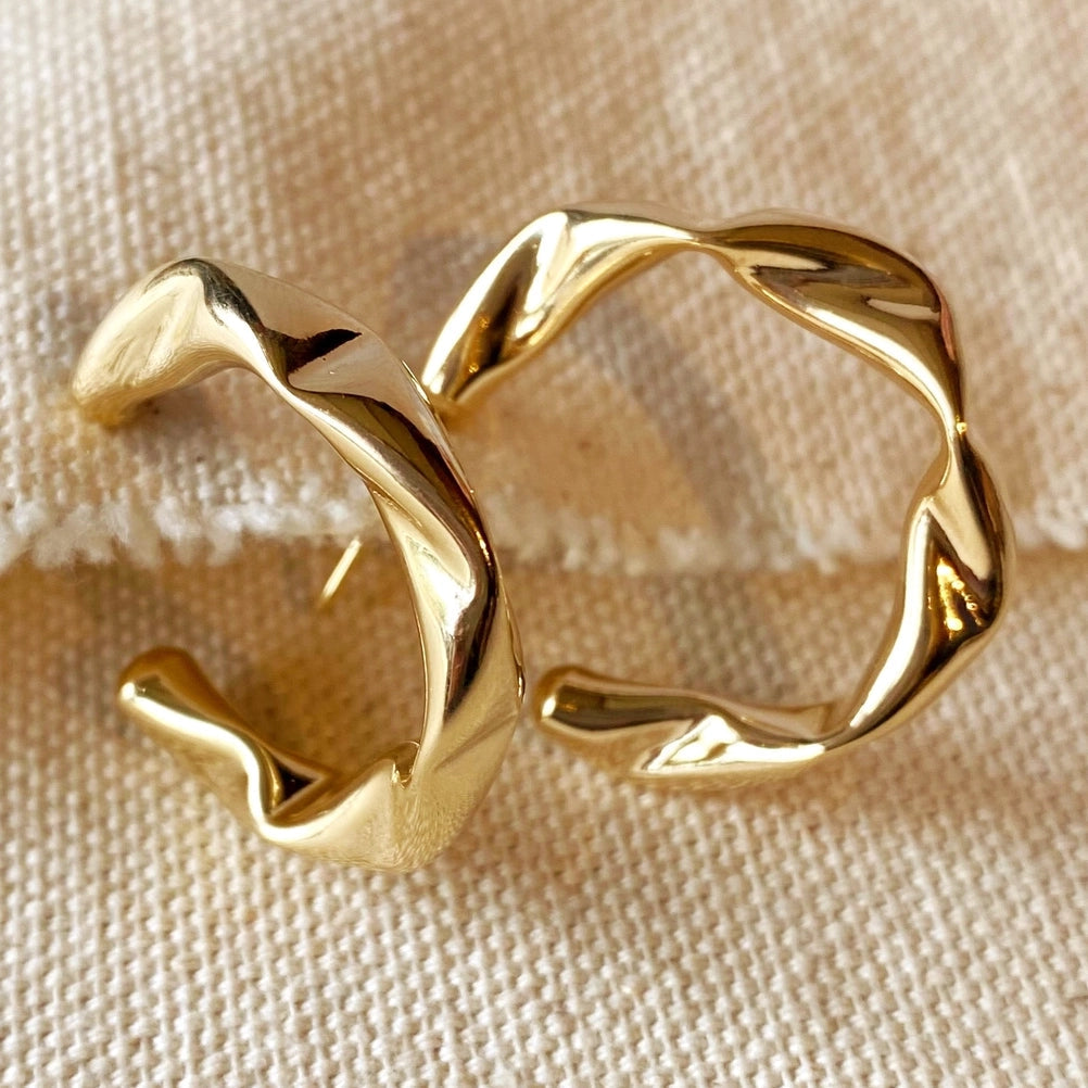 Crimped Half Hoop Earrings, Handcrafted In Brazil GoldFi