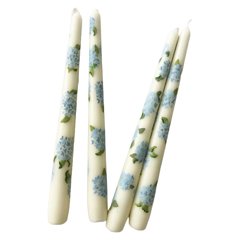 Hand-Painted Hydrangea Candles (Pair)