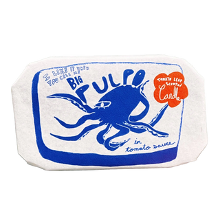 Pulpo illustrated candle scene detail, hand-poured soy wax blend sardine tin