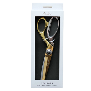 Gold and silver scissors in a white box with 'Lilliefield Co' branding.