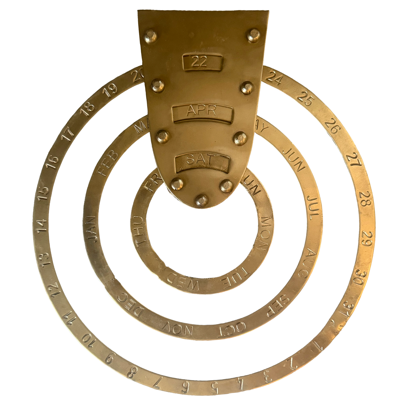 Hand-Stamped Brass Wall Calendar HomArt