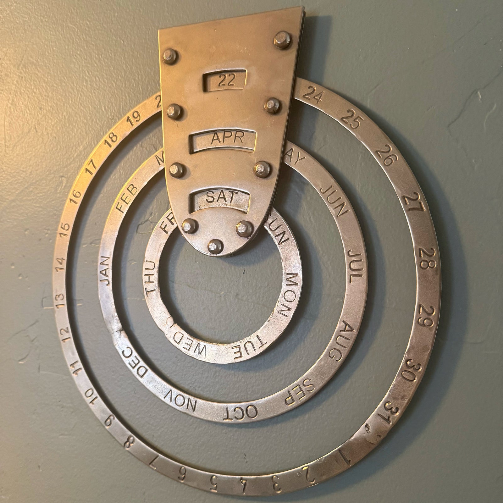 Hand-Stamped Brass Wall Calendar HomArt