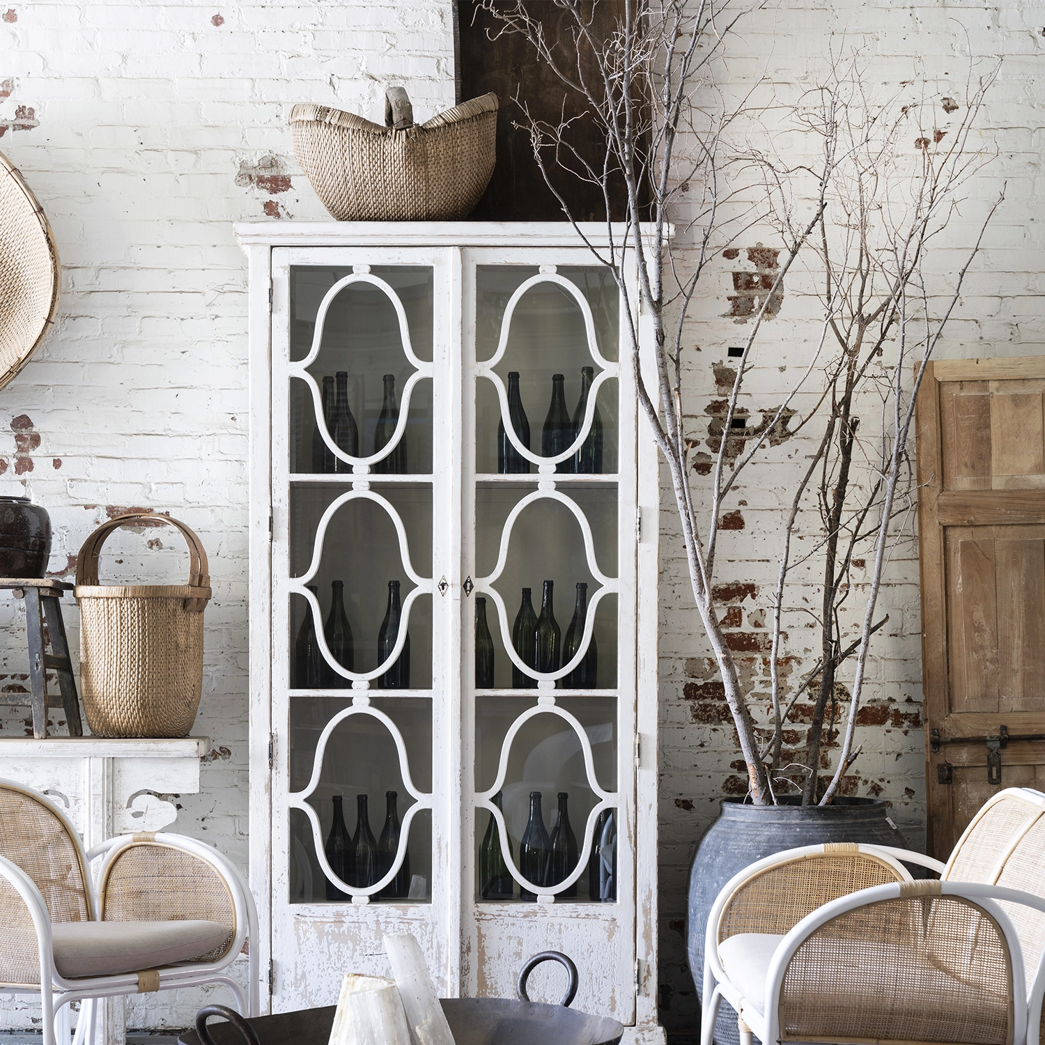 Antique Round Handle Basket Blue Ocean Traders