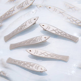 Sardine Clip Set - Silver Acetate Fish Alligator Hair Clips