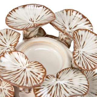 Ceramic trumpet-mushroom tealight holder — botanical home decor — Wren Supply Co.