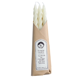 Handcrafted Creme Beeswax Taper Candle Trio