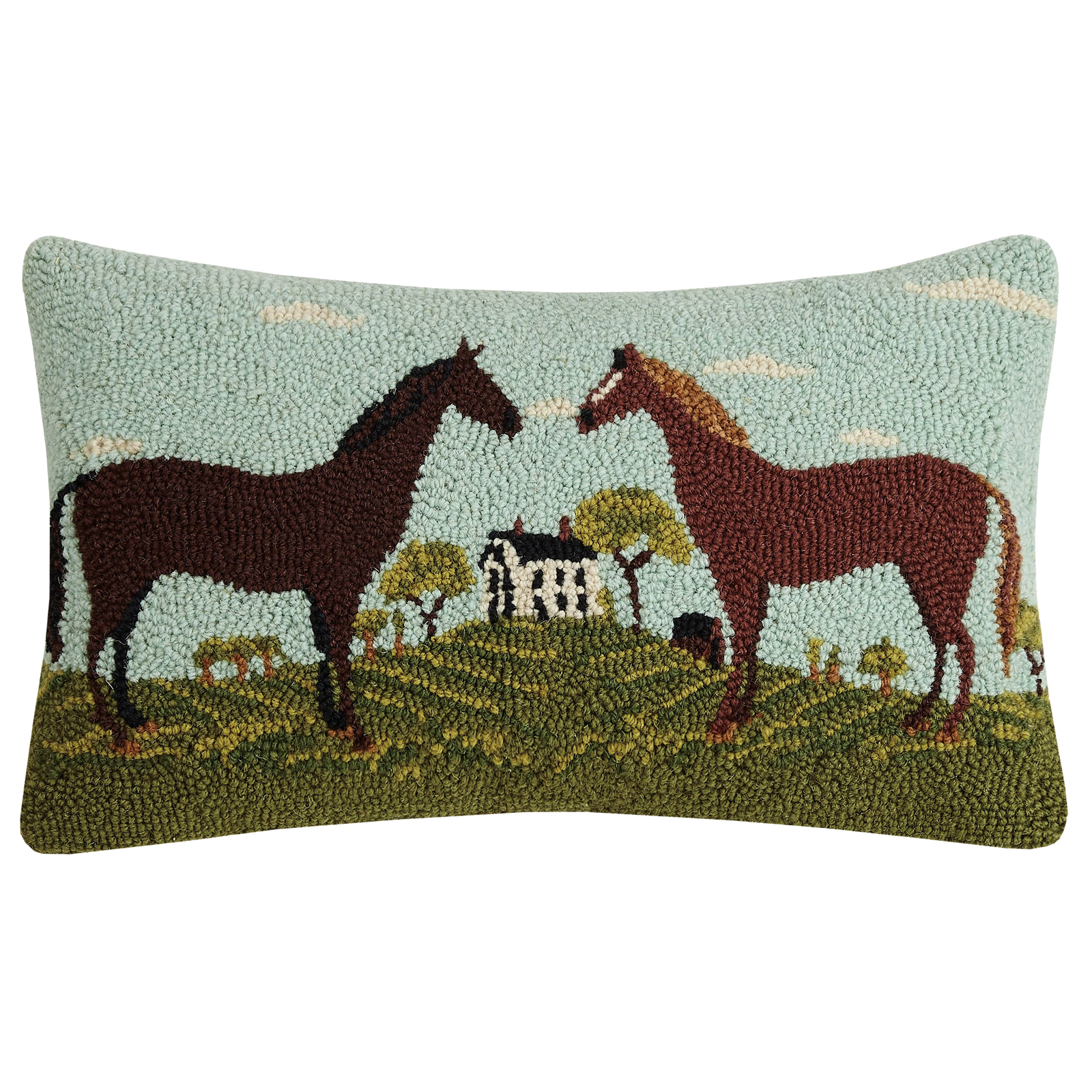 Two Horses Hook Pillow Peking Handicraft