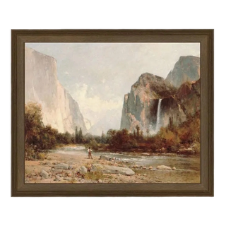 Thomas Hill Yosemite Bridal Veil Falls Framed Canvas Art