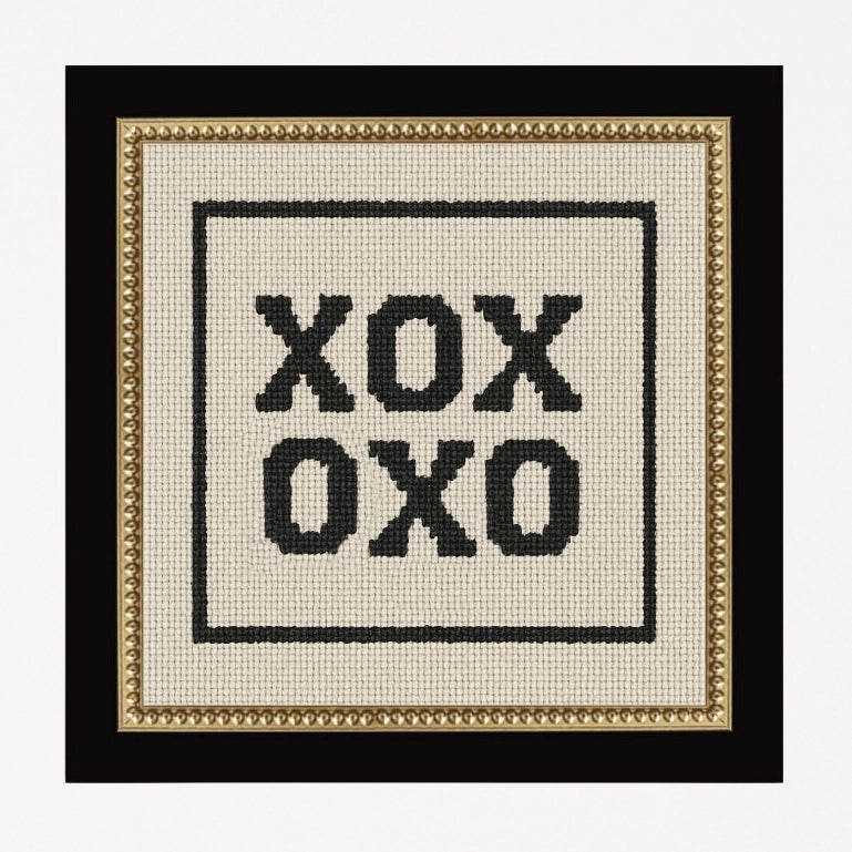 Cross Stitch XOXO Framed Canvas Artwork Petal Lane Home